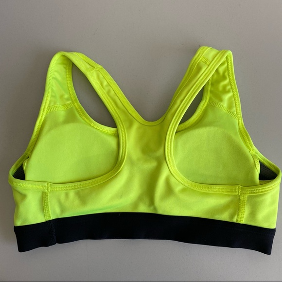 Nike Pro Dri-Fit Women's XS Neon Yellow Swoosh Logo Racerback Sports Bra - Picture 3 of 8